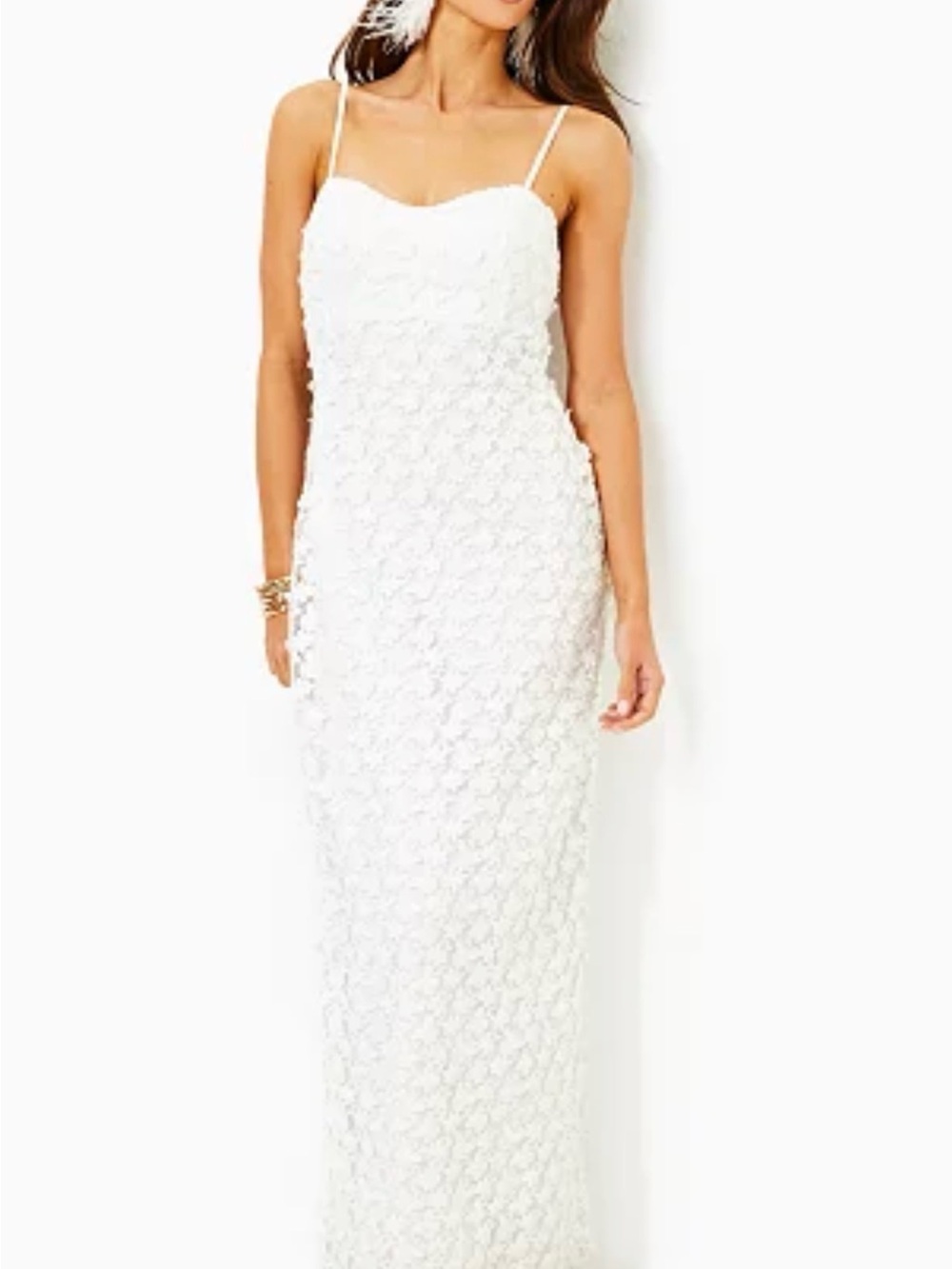 NWT Gillian White Lace Spaghetti-Strap Maxi Dress